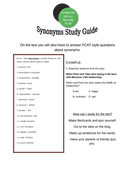 Preview of Synonym Study Guide and Test