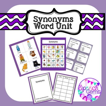Preview of Synonyms Activity Games, Bingo and Task cards