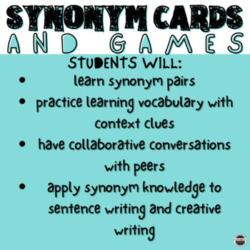 Synonyms Activities: 12 Synonyms Games (Uses Context Clues) by