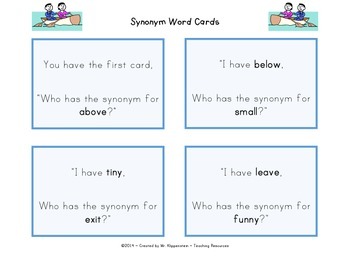 Preview of Synonym Word Cards Gr.1-3
