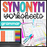 Synonym Worksheets Printable & Digital