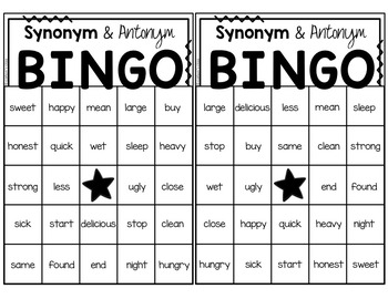 Synonym and Antonym BINGO by Carlson's Class | Teachers Pay Teachers