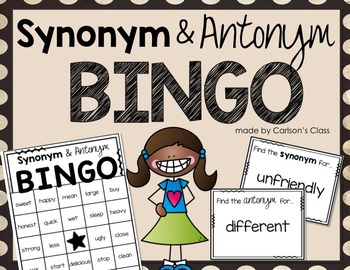 Synonym Antonym Bingo