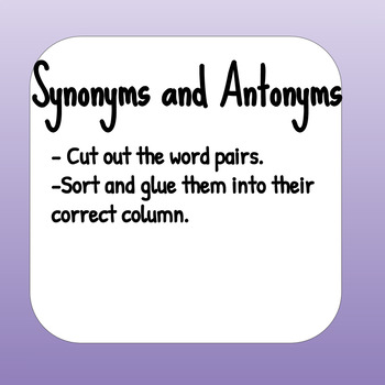 Preview of Synonym and Antonym Cut & Paste