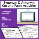 Synonym and Antonym Cut and Paste Activity plus TPT Easel 