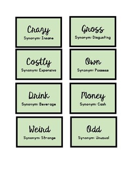 Synonym and Antonym Game by Learning Is Quiet TpT