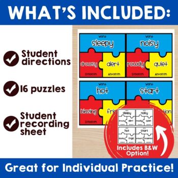 LITERACY CENTER GAMES: Synonym and Antonym Puzzles - Vocabulary Practice —  THE CLASSROOM NOOK