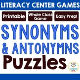 LITERACY CENTER GAMES: Synonym and Antonym Puzzles - Vocab