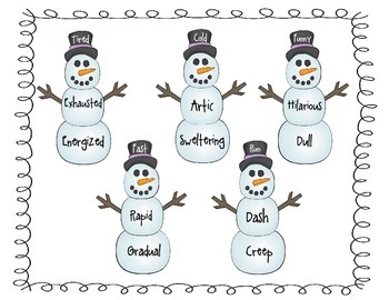 Winter Snowman Antonyms Synonyms Activity Bundle, 60% OFF