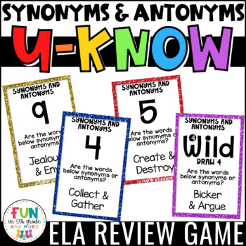 Synonyms And Antonyms Game For Literacy Centers U Know By Fun In 5th Grade