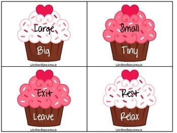 Synonym and Antonym Valentine Cupcakes by Lindsey Karol | TPT