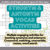 Synonym and Antonym Vocabulary Activities - Speech for Mid