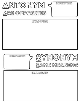 Preview of Synonym and Antonym student handout
