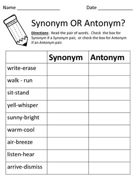Synonym or Antonym? - Back To School by Kimberly Miner