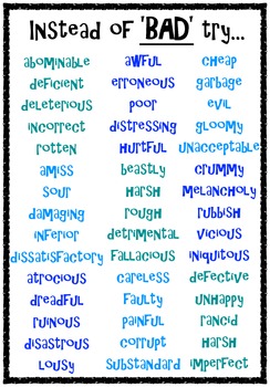 synonym posters can you think of a better word in your writing