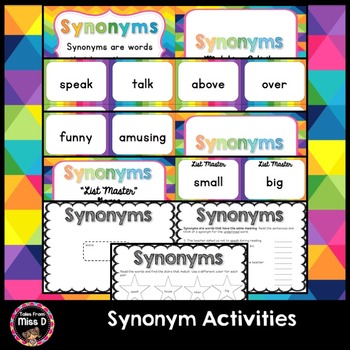 Synonyms Activities by Tales From Miss D | Teachers Pay ...