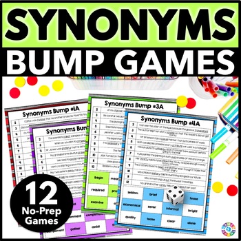 Preview of Synonyms Worksheet Games Using Context Clues Vocabulary Activities ELA Centers
