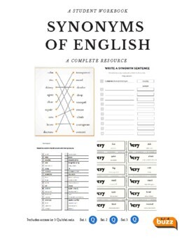 Preview of Synonyms.  A complete resource. Student Workbook.  Vocabulary. GMAT ELA