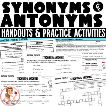 Preview of Synonyms & Antonyms | 4th Grade | L.4.5, L.4.5c
