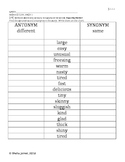 Synonyms & Antonyms, Character Relationships, Nouns & Verb