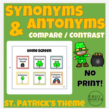 Synonyms, Antonyms, Compare/Contrast No Print Tablet- Speech Saint ...