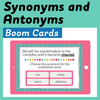 Preview of Synonyms & Antonyms Digital Task Cards Boom Cards