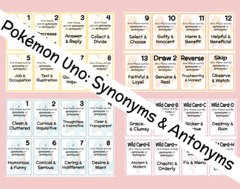 Preview of Pokémon Uno Game - Synonyms & Antonyms