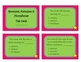 Synonyms, Antonyms & Homophones Task Cards
