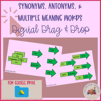 Preview of Synonyms, Antonyms, & Multiple Meaning Words *Digital* Drag and Drop