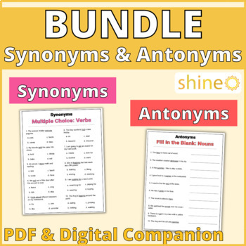 Preview of Synonyms & Antonyms, Nouns Verbs Adjectives Synonym, Speech Therapy Antonym