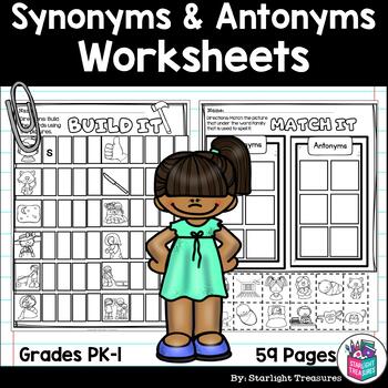 Preview of Synonyms & Antonyms Worksheets and Activities for Early Readers - Phonics