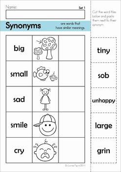 Synonyms worksheets