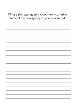 Synonyms Circus Worksheet by Neila Johnson | TPT