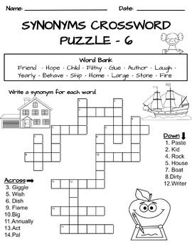 Antonyms Crossword Puzzles (6 Puzzles With and Without Word Bank)