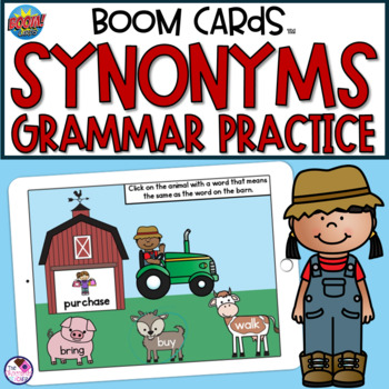 Synonyms | Grammar BOOM Cards™ by The Chocolate Teacher | TPT