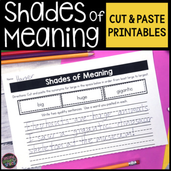 Preview of Shades of Meaning Worksheets - Synonyms Worksheets - Shades of Meaning Activity