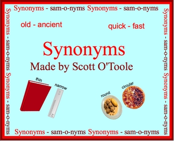 Preview of Synonyms - Language Arts Smartboard Lesson