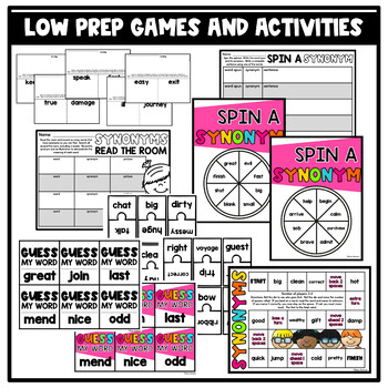 Synonyms Games And Worksheets By Tiffany Gannon Tpt