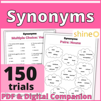 Preview of Synonyms, Nouns Verbs Adjectives, Vocabulary Speech Language Therapy, Synonym