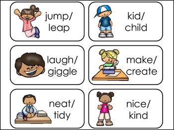 Synonyms Picture Word Flash Cards. by Teach At Daycare | TpT