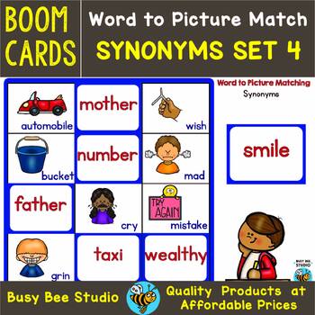 Synonym Game Word to Picture Boom Cards Set # 4 by Busy Bee Studio