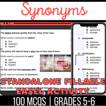 Synonyms Standalone Fillable Easel Activity Nouns, Verbs, Adjectives in  Synonyms