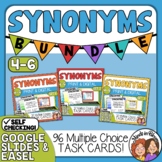 Synonyms Task Card BUNDLE: Grades 4-6 | 3 Sets | 96 Task C
