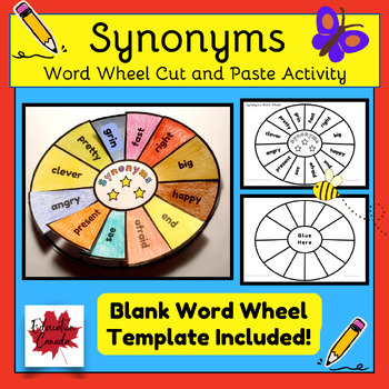 Preview of Synonyms Word Wheel and Blank Word Wheel Template Cut-and-Paste Activity