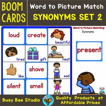 Synonym Game Word to Picture Boom Cards Set # 4 by Busy Bee Studio