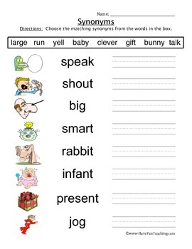 Preview of Synonyms Worksheet