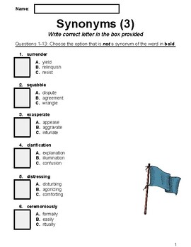 Synonym Worksheet 3