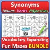 Synonyms Worksheets Nouns Verbs and Adjectives Mazes Activ