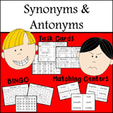 Synonym and Antonym Task cards, matching games & BING0)