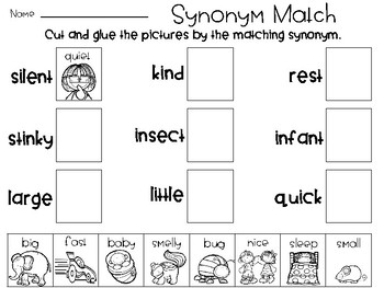 Synonym Match-Up {Matching Cut and Paste}  Synonyms and antonyms, Teaching  writing, Teaching language arts